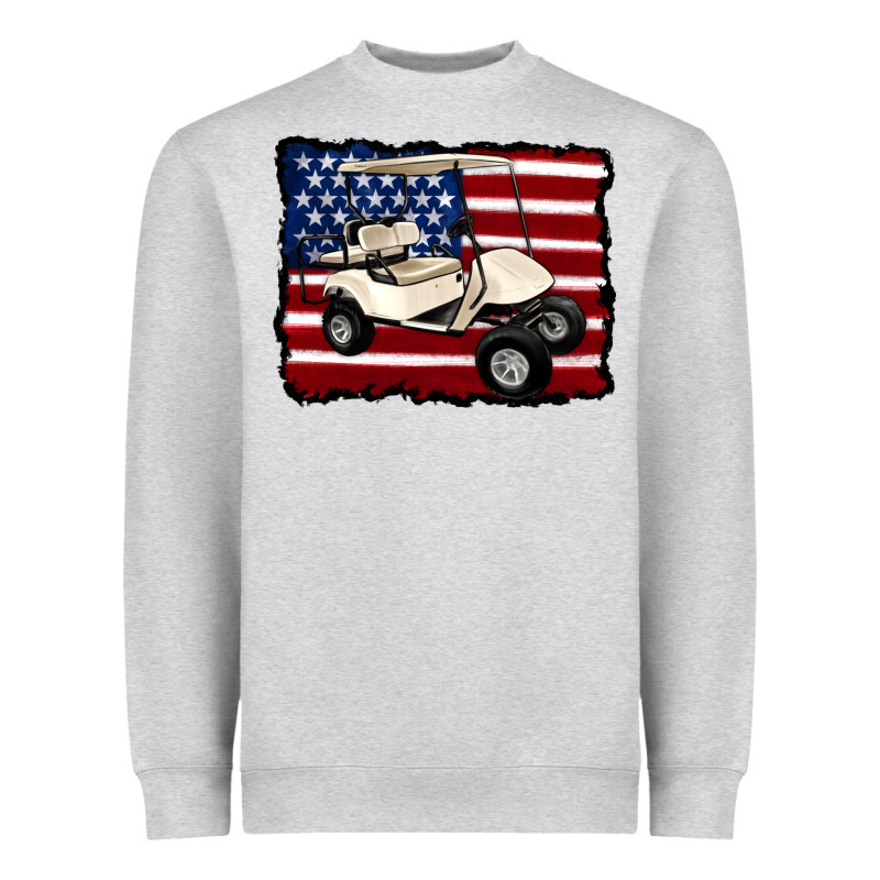 Golf Cart American Flag Heavyweight Sweatshirt by Artiststas | Teevron