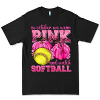 Black In October We Wear Pink and Watch Softball Premium Tee - texasbilliewilder