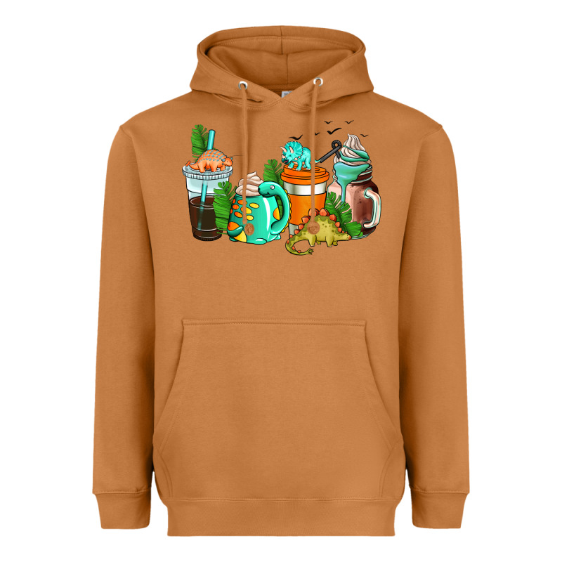 Dinosaur Coffee Cups Heavyweight Hoodie by AdoDesignShop | Teevron