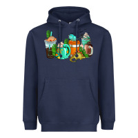 Navy dinosaur coffee cups Heavyweight Hoodie - AdoDesignShop