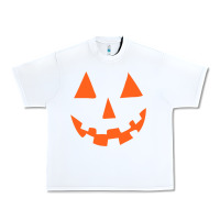 White Halloween Pumpkin Face Gift Creepy Spooky Horror Urban Heavy Tee - maiPhamDesign