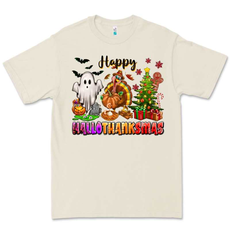 Happy Hallothanksmas With Ghost Turkey And Tree Premium Tee by texasbilliewilder | Teevron