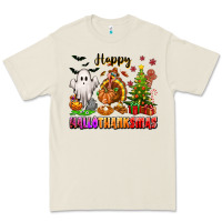 Bone Happy Hallothanksmas with ghost turkey and tree Premium Tee - texasbilliewilder