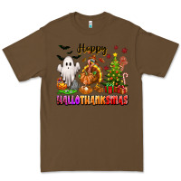 Cacao Happy Hallothanksmas with ghost turkey and tree Premium Tee - texasbilliewilder