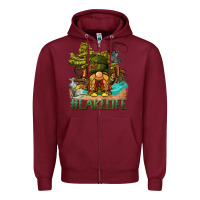Burgundy lake life gnome Zipper Hoodie - BarkalooDesign