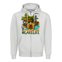 Dove Grey lake life gnome Zipper Hoodie - BarkalooDesign