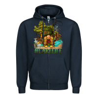 Navy lake life gnome Zipper Hoodie - BarkalooDesign