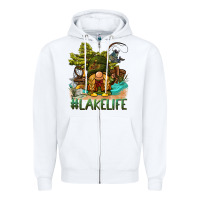 White lake life gnome Zipper Hoodie - BarkalooDesign