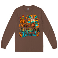 Chestnut Grateful Thankful Blessed Thanksgiving Cold Drink Long Sleeve Tee - FaDigitalArtStudio