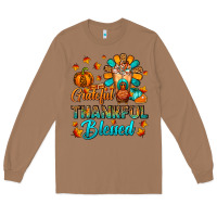 Toasted Coconut Grateful Thankful Blessed Thanksgiving Cold Drink Long Sleeve Tee - FaDigitalArtStudio