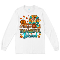 White Grateful Thankful Blessed Thanksgiving Cold Drink Long Sleeve Tee - FaDigitalArtStudio