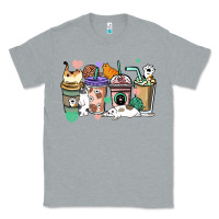 Heather Grey Cat coffee cups Classic Tee - HowdyJamesFarm