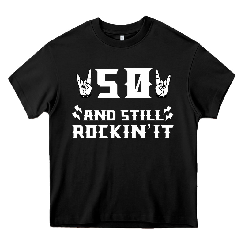 50 Birthday Rock Whitw Heavy Core Tee by Bettercallsaul | Teevron