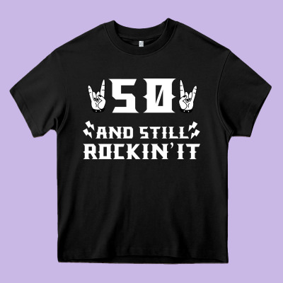 50 Birthday Rock Whitw Heavy Core Tee Designed By Bettercallsaul