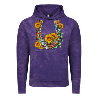 Cloud Purple western leopard cowhide sunflowers horseshoe Vintage Hoodie - OliviaCreatesArt