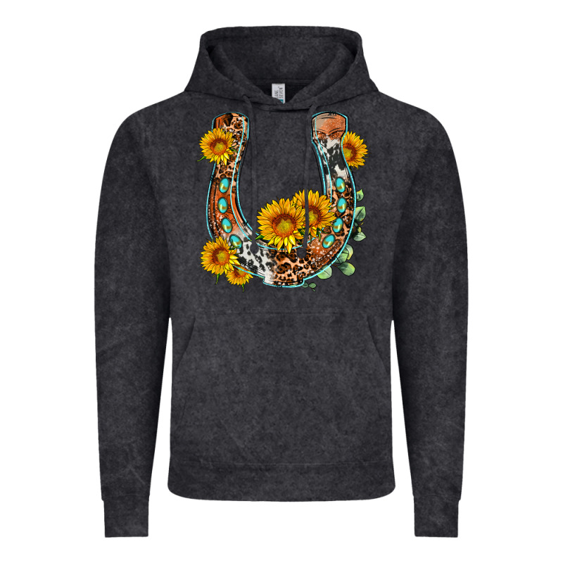 Western Leopard Cowhide Sunflowers Horseshoe Vintage Hoodie by OliviaCreatesArt | Teevron