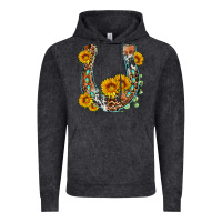 Vintage Black western leopard cowhide sunflowers horseshoe Vintage Hoodie - OliviaCreatesArt