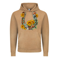 Vintage Camel western leopard cowhide sunflowers horseshoe Vintage Hoodie - OliviaCreatesArt