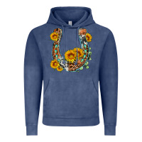 Vintage Denim western leopard cowhide sunflowers horseshoe Vintage Hoodie - OliviaCreatesArt