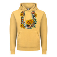 Vintage Mustard western leopard cowhide sunflowers horseshoe Vintage Hoodie - OliviaCreatesArt