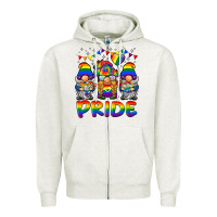Oatmeal Heather pride gnome Zipper Hoodie - BarkalooDesign