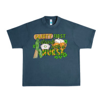 Midnight Navy Safety first drink with a Nurse St. Patrick's Day Urban Heavy Tee - CowGirlArtShop