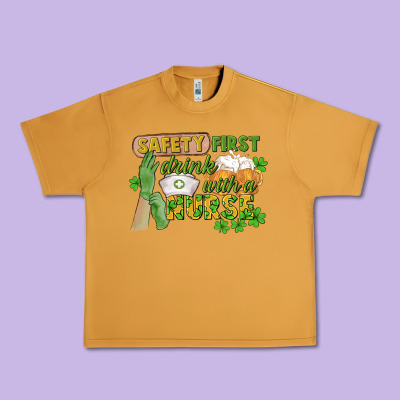 Safety First Drink With A Nurse St. Patrick's Day Urban Heavy Tee Designed By Cowgirlartshop