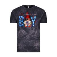 Cloud Black All American boy with gnome Vintage Tee - HowdyJamesFarm