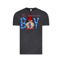 Vintage Black All American boy with gnome Vintage Tee - HowdyJamesFarm