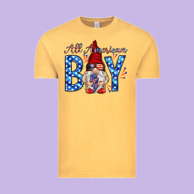 All American Boy With Gnome Vintage Tee Designed By Howdyjamesfarm