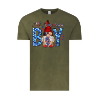 Vintage Olive All American boy with gnome Vintage Tee - HowdyJamesFarm