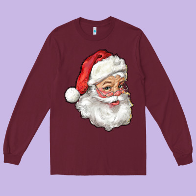 Santa Long Sleeve Tee Designed By Ranaportraitstore