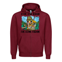 Burgundy if i've gone missin' i've gone fishin' Zipper Hoodie - BarkalooDesign