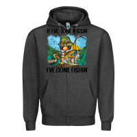 Charcoal Heather if i've gone missin' i've gone fishin' Zipper Hoodie - BarkalooDesign