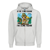 Dove Grey if i've gone missin' i've gone fishin' Zipper Hoodie - BarkalooDesign