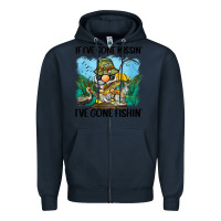 Navy if i've gone missin' i've gone fishin' Zipper Hoodie - BarkalooDesign