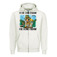 Oatmeal Heather if i've gone missin' i've gone fishin' Zipper Hoodie - BarkalooDesign