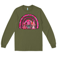 Army Green breast cancer rainbow gnomes Long Sleeve Tee - FaDigitalArtStudio