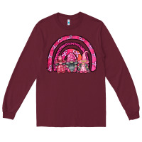 Burgundy breast cancer rainbow gnomes Long Sleeve Tee - FaDigitalArtStudio