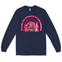 Navy breast cancer rainbow gnomes Long Sleeve Tee - FaDigitalArtStudio