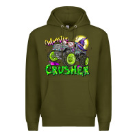 Army Green Monster Crusher Premium Hoodie - CowhideDigitalArt