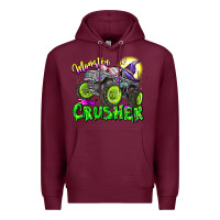Burgundy Monster Crusher Premium Hoodie - CowhideDigitalArt