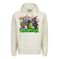 Oatmeal Heather Monster Crusher Premium Hoodie - CowhideDigitalArt
