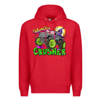 Red Monster Crusher Premium Hoodie - CowhideDigitalArt