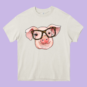 Pig With Glasses Heavy Core Tee Designed By Ranaportraitstore