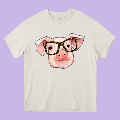Pig With Glasses Heavy Core Tee Designed By Ranaportraitstore