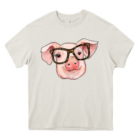 Cream pig with glasses Heavy Core Tee - RanaPortraitStore