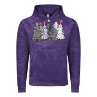 Cloud Purple black and white christmas trees with lights Vintage Hoodie - FaDigitalArtStudio