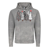 Cloud Rock black and white christmas trees with lights Vintage Hoodie - FaDigitalArtStudio