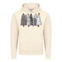 Vintage Artic black and white christmas trees with lights Vintage Hoodie - FaDigitalArtStudio